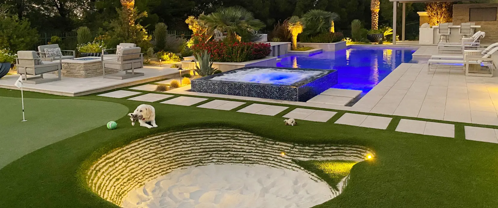 backyard golf green installation