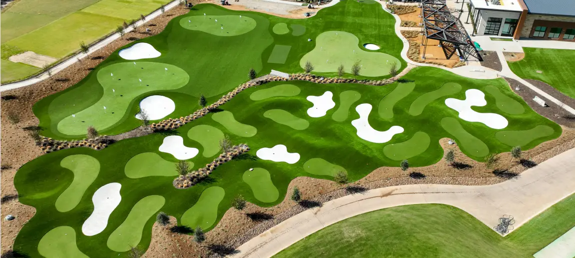 Putting green drone shot