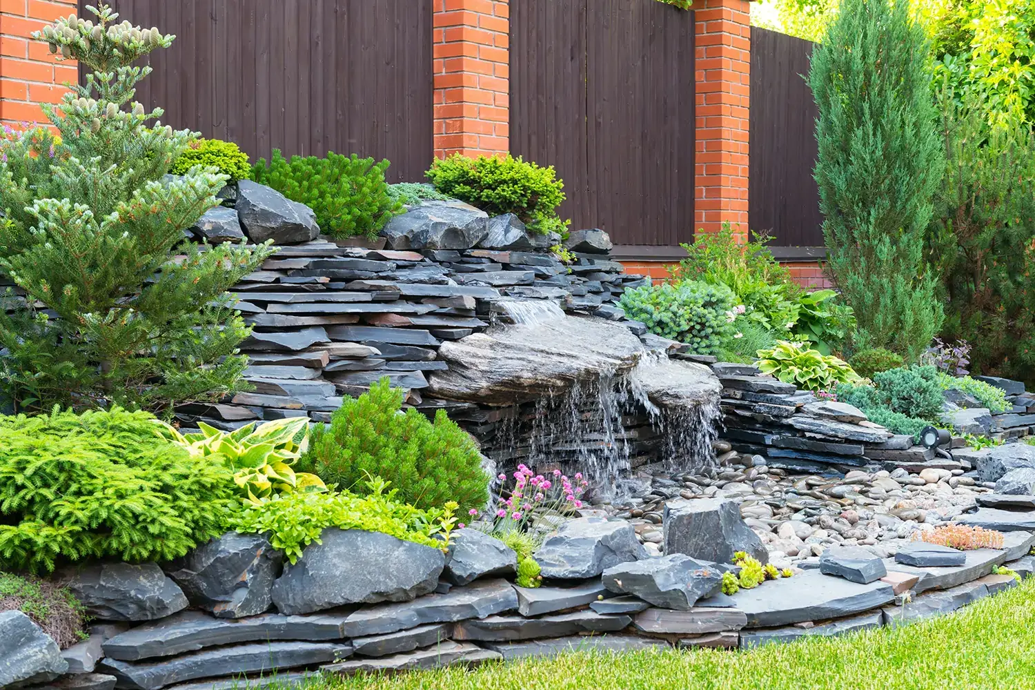 Residential waterfall installed by Liban Landscape